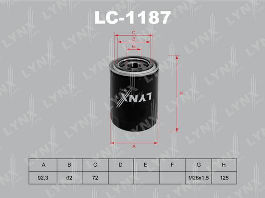 LYNXauto LC-1187 - Масляний фільтр autozip.com.ua