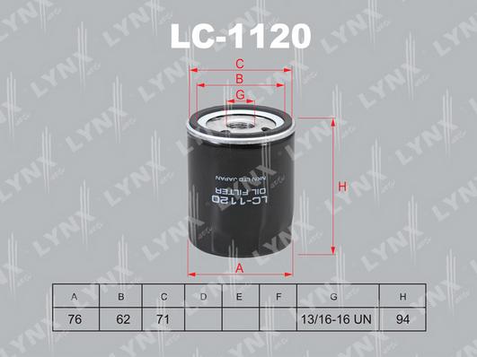 LYNXauto LC-1120 - Масляний фільтр autozip.com.ua
