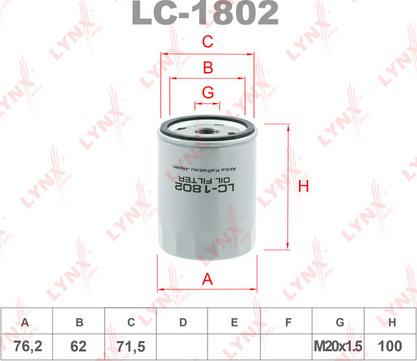 LYNXauto LC-1802 - Масляний фільтр autozip.com.ua
