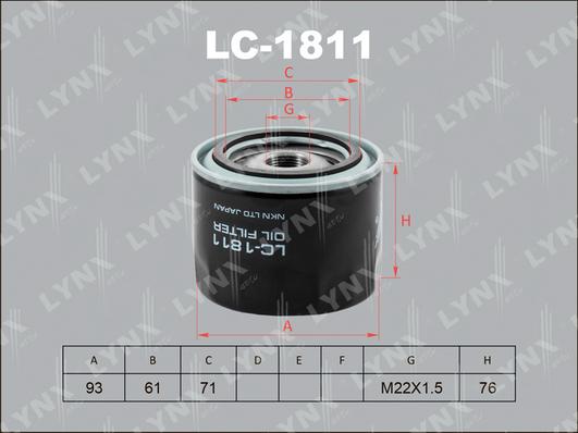 LYNXauto LC-1811 - Масляний фільтр autozip.com.ua