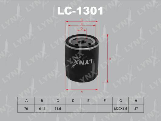 LYNXauto LC-1301 - Масляний фільтр autozip.com.ua