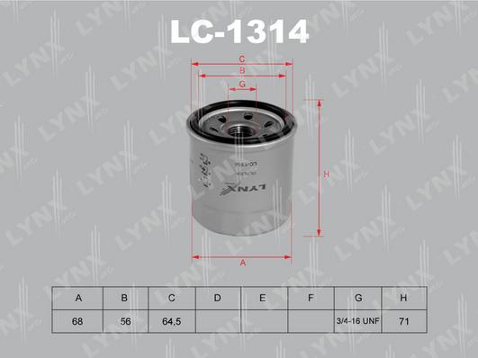 LYNXauto LC-1314 - Масляний фільтр autozip.com.ua