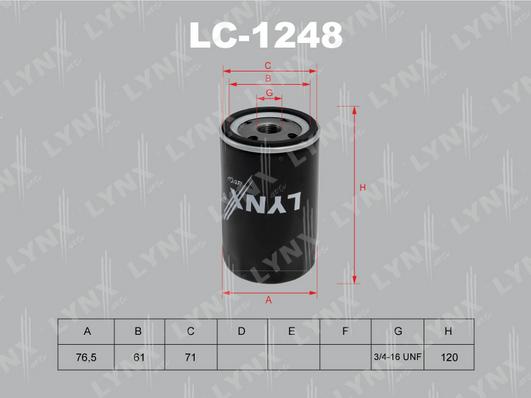 LYNXauto LC-1248 - Масляний фільтр autozip.com.ua