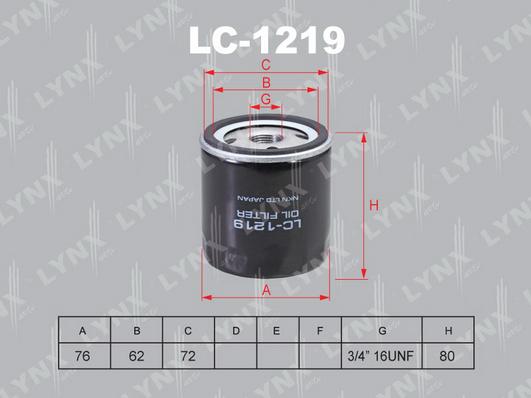 LYNXauto LC-1219 - Масляний фільтр autozip.com.ua
