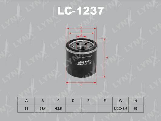 LYNXauto LC-1237 - Масляний фільтр autozip.com.ua