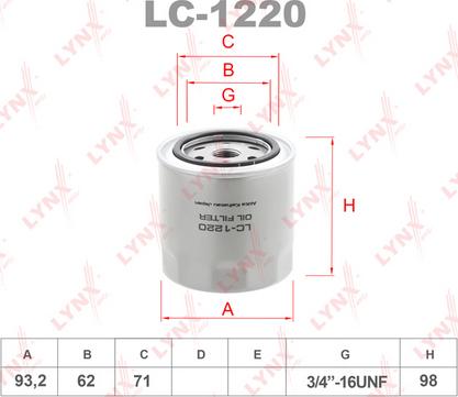 LYNXauto LC-1220 - Масляний фільтр autozip.com.ua