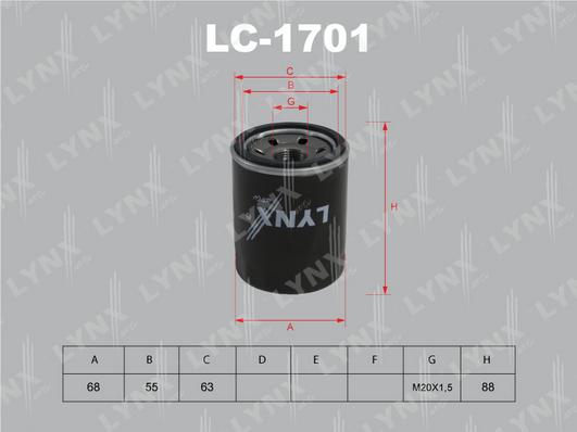 LYNXauto LC-1701 - Масляний фільтр autozip.com.ua