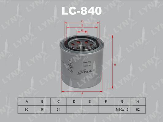 LYNXauto LC-840 - Масляний фільтр autozip.com.ua