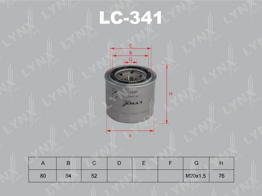 LYNXauto LC-341 - Масляний фільтр autozip.com.ua