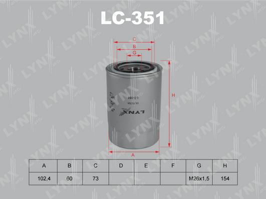 LYNXauto LC-351 - Масляний фільтр autozip.com.ua