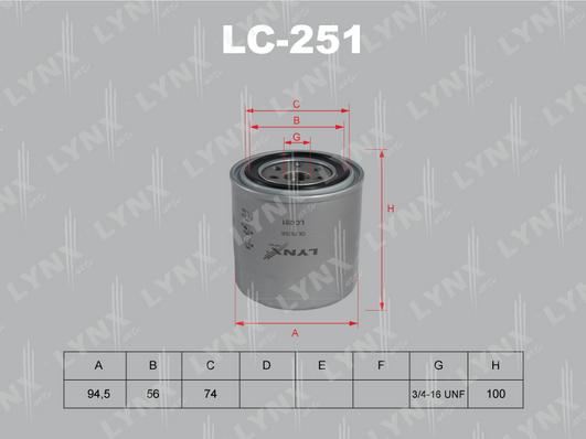 LYNXauto LC-251 - Масляний фільтр autozip.com.ua
