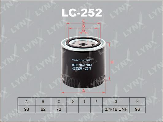 LYNXauto LC-252 - Масляний фільтр autozip.com.ua