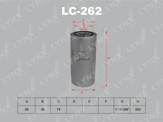 LYNXauto LC-262 - Масляний фільтр autozip.com.ua