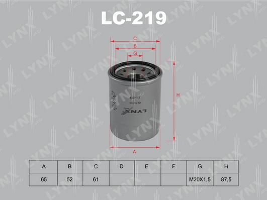 LYNXauto LC-219 - Масляний фільтр autozip.com.ua