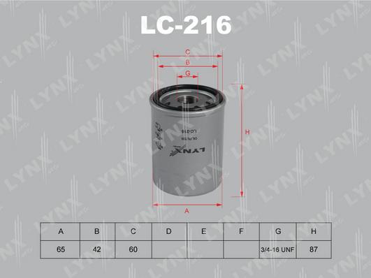 LYNXauto LC-216 - Масляний фільтр autozip.com.ua