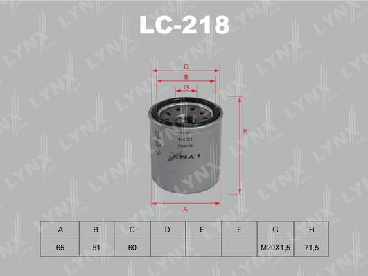 LYNXauto LC-218 - Масляний фільтр autozip.com.ua