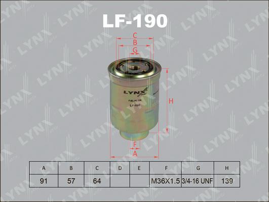 LYNXauto LF-190 - Паливний фільтр autozip.com.ua