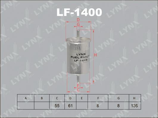 LYNXauto LF-1400 - Паливний фільтр autozip.com.ua