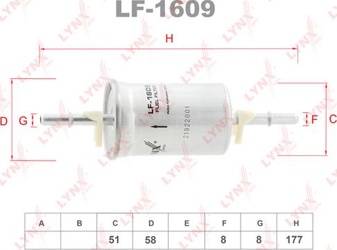 LYNXauto LF-1609 - Паливний фільтр autozip.com.ua