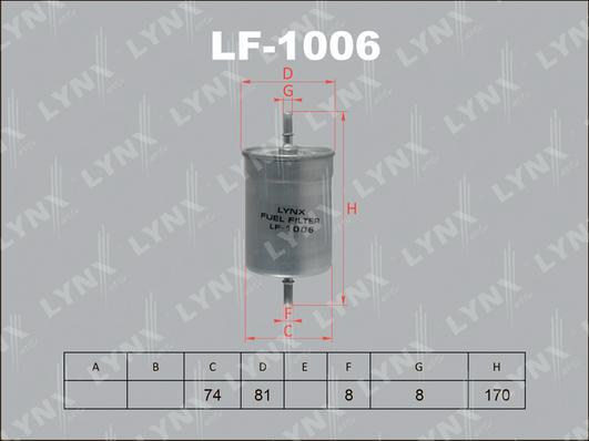 LYNXauto LF-1006 - Паливний фільтр autozip.com.ua