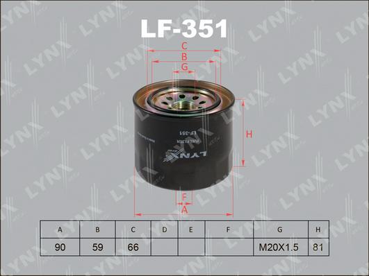 LYNXauto LF-351 - Паливний фільтр autozip.com.ua