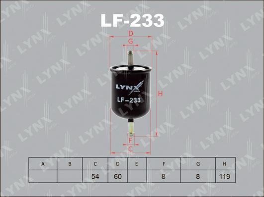 LYNXauto LF-233 - Паливний фільтр autozip.com.ua