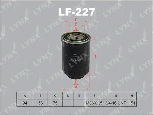 LYNXauto LF-227 - Паливний фільтр autozip.com.ua