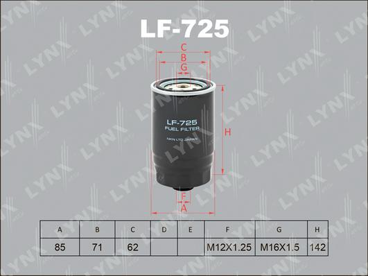 LYNXauto LF-725 - Паливний фільтр autozip.com.ua