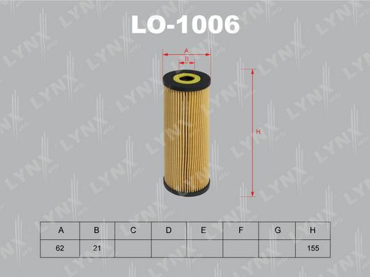 LYNXauto LO-1006 - Масляний фільтр autozip.com.ua