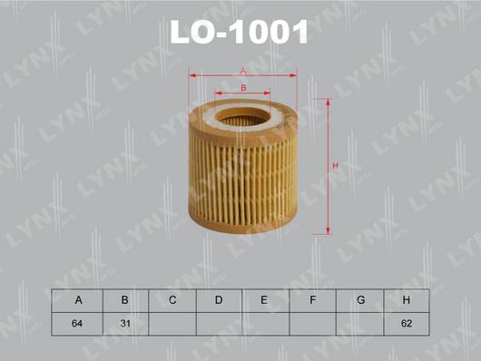 LYNXauto LO-1001 - Масляний фільтр autozip.com.ua
