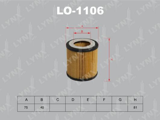 LYNXauto LO-1106 - Масляний фільтр autozip.com.ua