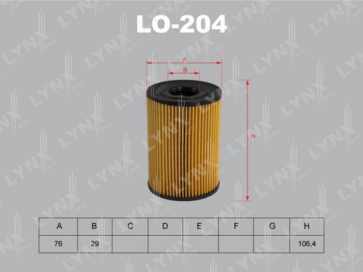 LYNXauto LO-204 - Масляний фільтр autozip.com.ua