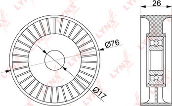 LYNXauto PB-5207 - Паразитний / провідний ролик, поліклиновий ремінь autozip.com.ua