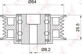 LYNXauto PB-7016 - Паразитний / провідний ролик, поліклиновий ремінь autozip.com.ua