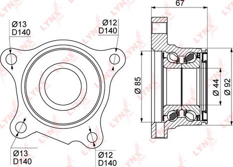LYNXauto WB-1029 - Комплект підшипника маточини колеса autozip.com.ua