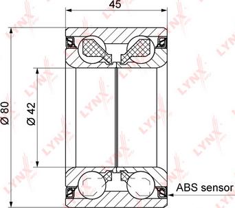 LYNXauto WB-1344 - Комплект підшипника маточини колеса autozip.com.ua