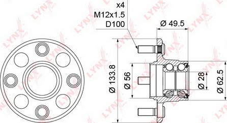 LYNXauto WH-1203 - Комплект підшипника маточини колеса autozip.com.ua