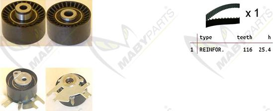 Mabyparts OBK010074 - Комплект ременя ГРМ autozip.com.ua