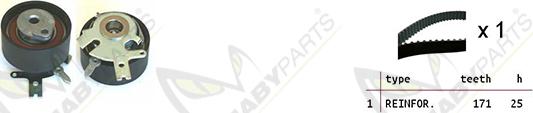 Mabyparts OBK010154 - Комплект ременя ГРМ autozip.com.ua