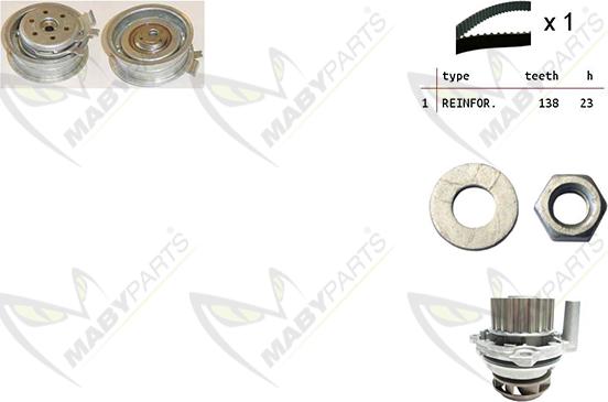 Mabyparts OBKWP0086 - Водяний насос + комплект зубчатого ременя autozip.com.ua