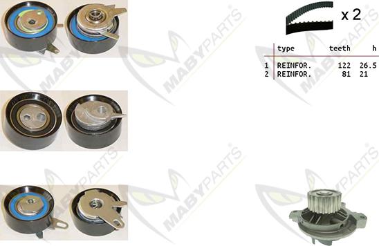 Mabyparts OBKWP0156 - Водяний насос + комплект зубчатого ременя autozip.com.ua