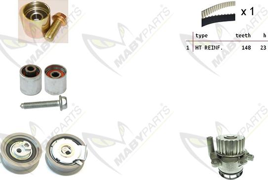 Mabyparts OBKWP0164 - Водяний насос + комплект зубчатого ременя autozip.com.ua