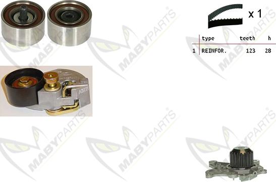 Mabyparts OBKWP0160 - Водяний насос + комплект зубчатого ременя autozip.com.ua