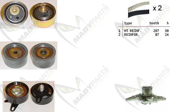 Mabyparts OBKWP0168 - Водяний насос + комплект зубчатого ременя autozip.com.ua
