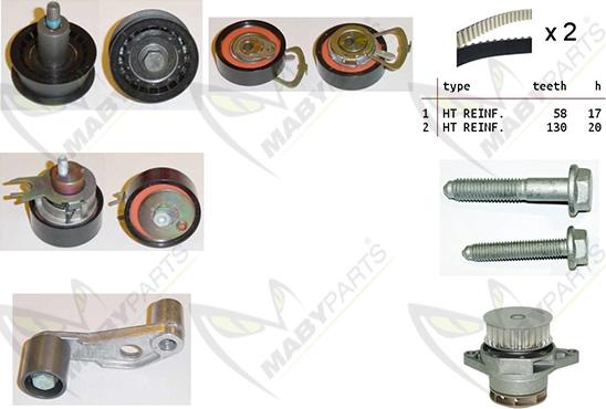 Mabyparts OBKWP0101 - Водяний насос + комплект зубчатого ременя autozip.com.ua