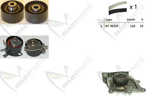 Mabyparts OBKWP0116 - Водяний насос + комплект зубчатого ременя autozip.com.ua