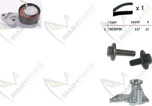 Mabyparts OBKWP0111 - Водяний насос + комплект зубчатого ременя autozip.com.ua