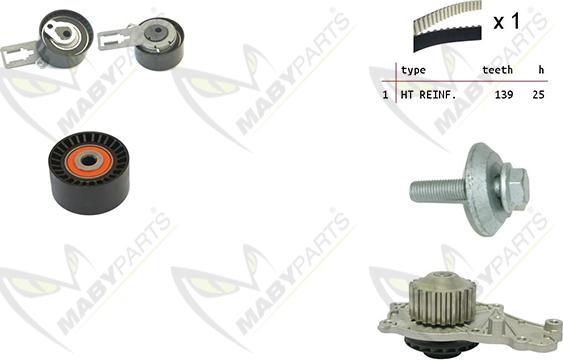 Mabyparts OBKWP0137 - Водяний насос + комплект зубчатого ременя autozip.com.ua