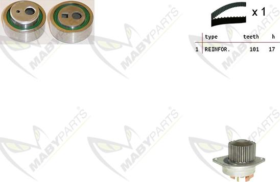 Mabyparts OBKWP0126 - Водяний насос + комплект зубчатого ременя autozip.com.ua
