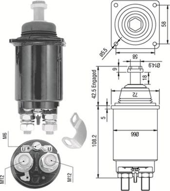 Magneti Marelli 940113050312 - Тягове реле, стартер autozip.com.ua